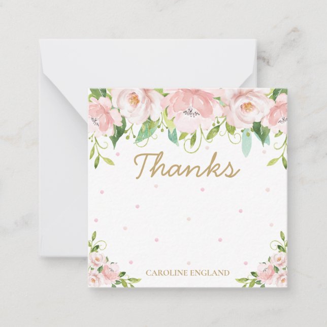 Chic Elegant Blush Pink Blume Note Card Mitteilungskarte (Vorderseite)