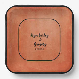 Chic Elegant Burnt Orange Black Name Pappteller