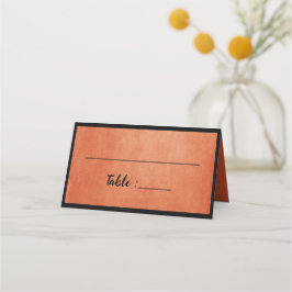 Chic Elegant Burnt Orange Black Name Platzkarte