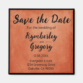 Chic Elegant Burnt Orange Black Save the Date Magnet