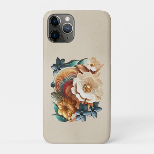 Chic, Elegant Creams & Leder Blume-Look Case-Mate iPhone Hülle (Rückseite)