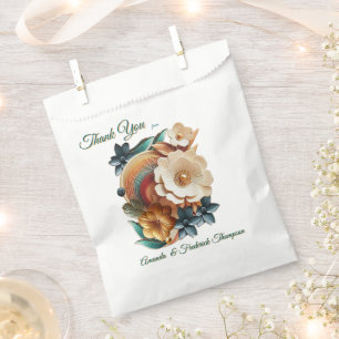 Chic, Elegant Creams & Leder Blume-Look Geschenktütchen