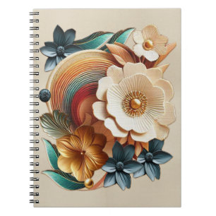 Chic, Elegant Creams & Leder Blume-Look Notizblock