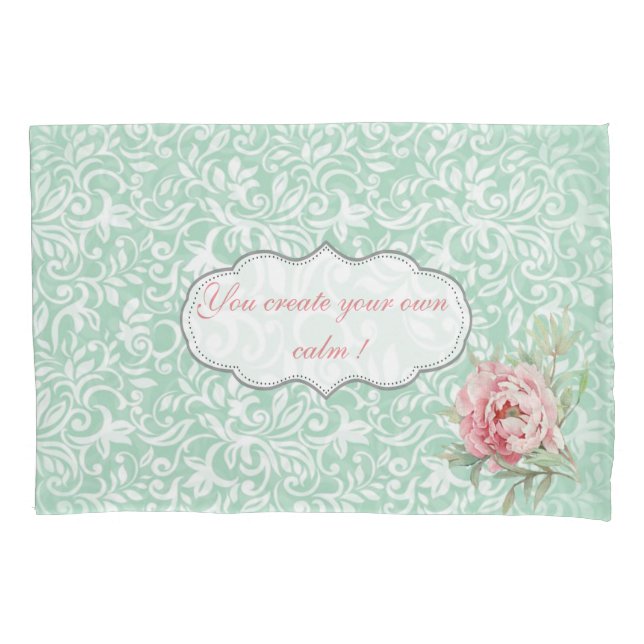 Chic Elegant Damask, Rose, Motivierend Nachricht Kissenbezug (Vorderseite)