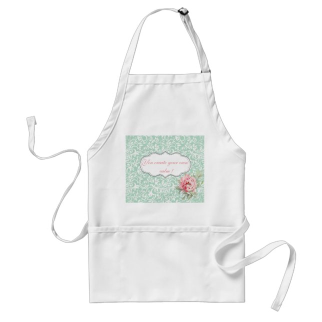 Chic Elegant Damask, Rose, Motivierend Nachricht Schürze (Vorne)