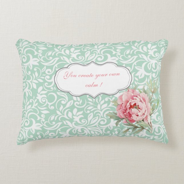 Chic Elegant Damask, Rose, Motivierend Nachricht Zierkissen (Vorderseite)