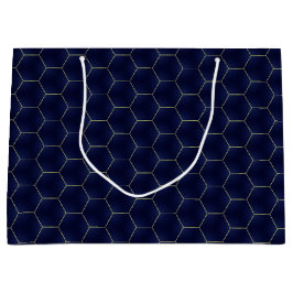 Chic & Elegant Dark Indigo Navy Hexagon Weihnachte Große Geschenktüte