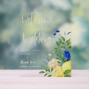 Chic Elegant Été Lemon Floral Mariage Bienvenue