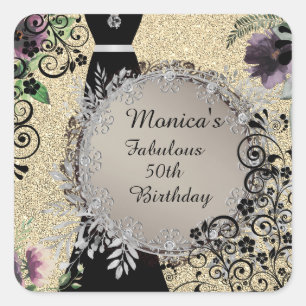 Chic Elegant Fabulous 50. Geburtstag Quadratischer Aufkleber