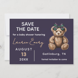 Chic Elegant Fancy Bear Save The Date  Einladung