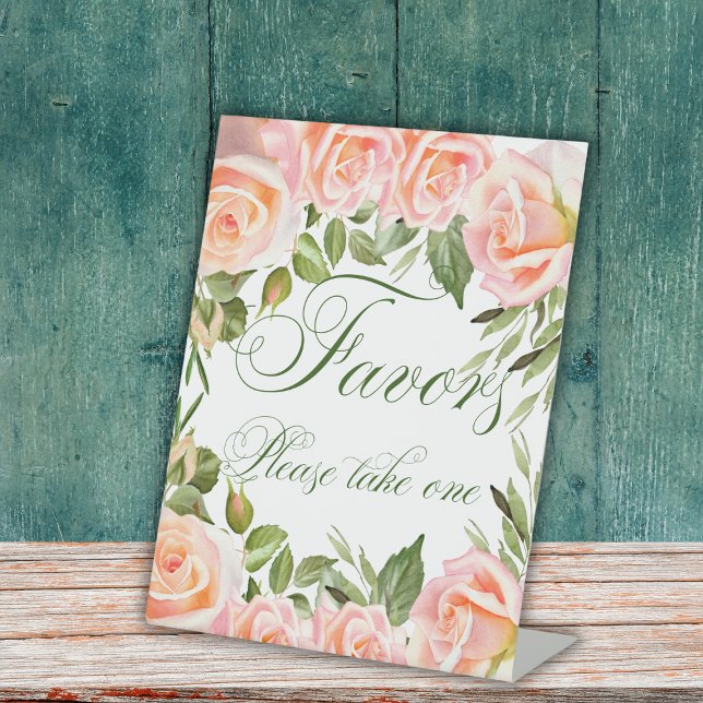 Chic Elegant Floral Brautparty Gefallen Signierung Sockelschild (Von Creator hochgeladen)