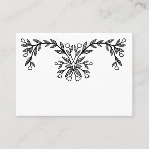 Chic Elegant Floral Frame Botanisch Custom B&W Platzkarte