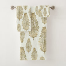 Chic Elegant Gold & Blush Sage Fern Leaf
