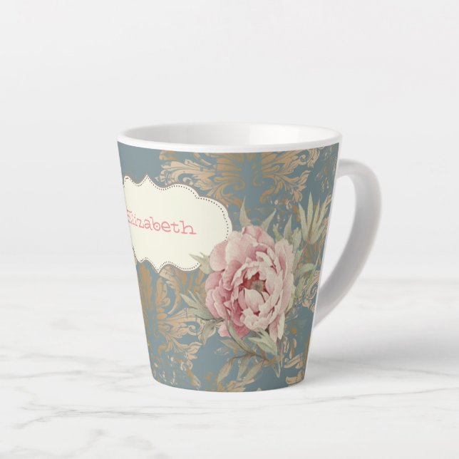 Chic Elegant Gold Damask Rose Milchtasse (Rechte Ecke)