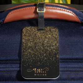 Chic Elegant Gold Glitzer Glam Monogram Gepäckanhänger
