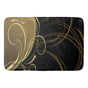 Chic, elegant, Gold, mit Blumen, Muster, modisch, Badematte