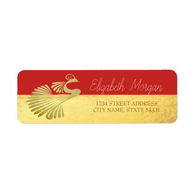 Chic Elegant, Gold Pfau, Red Address Label (Vorne)