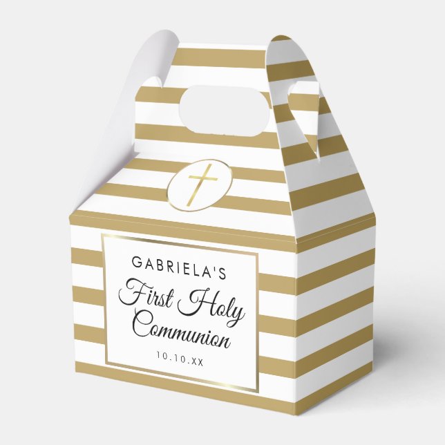 Chic Elegant Gold Streifen Erstklassige Kommune Geschenkschachtel (Vorderseite)