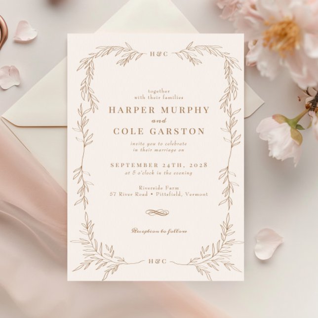 Chic Elegant Gold Weinkultur und Erde Einladung (Von Creator hochgeladen)