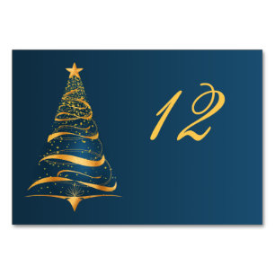 Chic Elegant Golden Christmas Tree Tischnummer