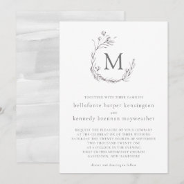 Chic Elegant Gray White Watercolor Blumenzwiebelbl Einladung