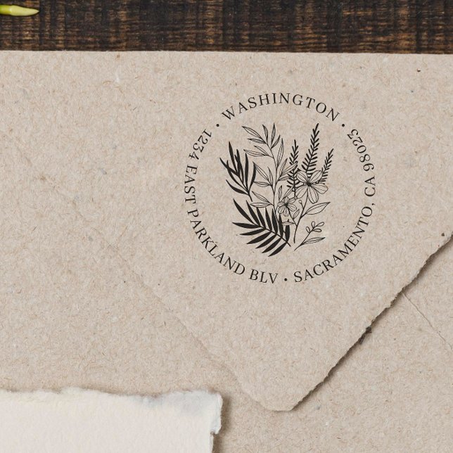 Chic Elegant Grüne Rücksendeadresse Gummistempel (Rubber Stamp Mock-up)