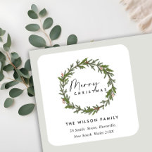 CHIC ELEGANT HOLLY BERRY WREATH CHRISTMAS ADRESSE