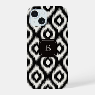 Chic élégant Ivoire noir Diamant Ikat Monogramme