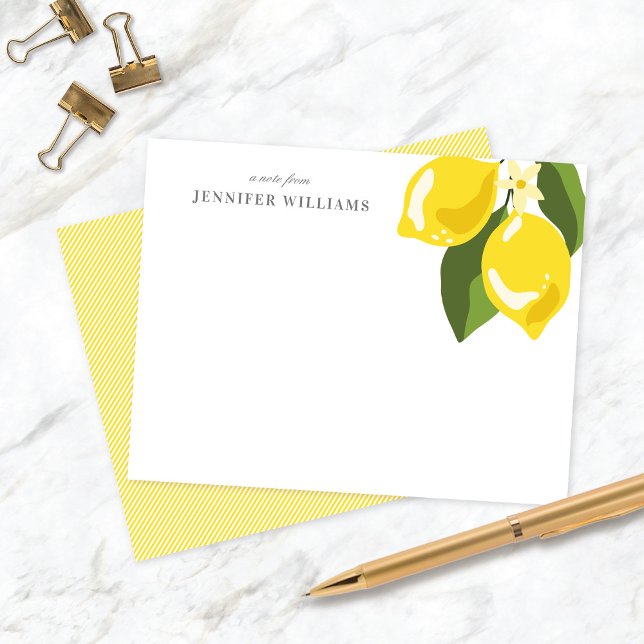 Chic Elegant Lemon Gelbe Personalisierte Notizkart RSVP Karte (Von Creator hochgeladen)