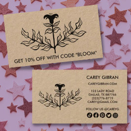 Chic Elegant Lily Line Zeichnend Social Icons Kraf Rabattkarte