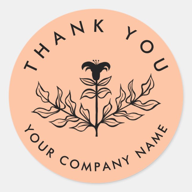 Chic Elegant Lily ORDER THANK YOU CUSTOM Runder Aufkleber (Vorderseite)