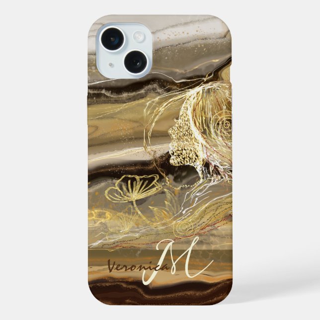 Chic Elegant Marble iPhone 15 Plus Hülle (Rückseite)