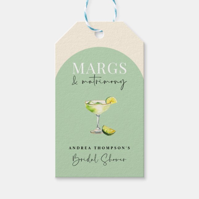 Chic Elegant Margs and Matrimont Brautparty Geschenkanhänger (Vorderseite)