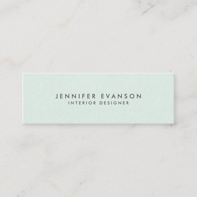 Chic Elegant Mint Green Minimalistisch Mini Visitenkarte (Vorderseite)