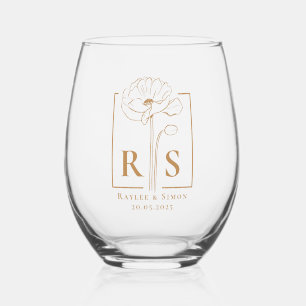 Chic Elegant Mit Monogramm Blumenmuseum Weinglas Ohne Stiel
