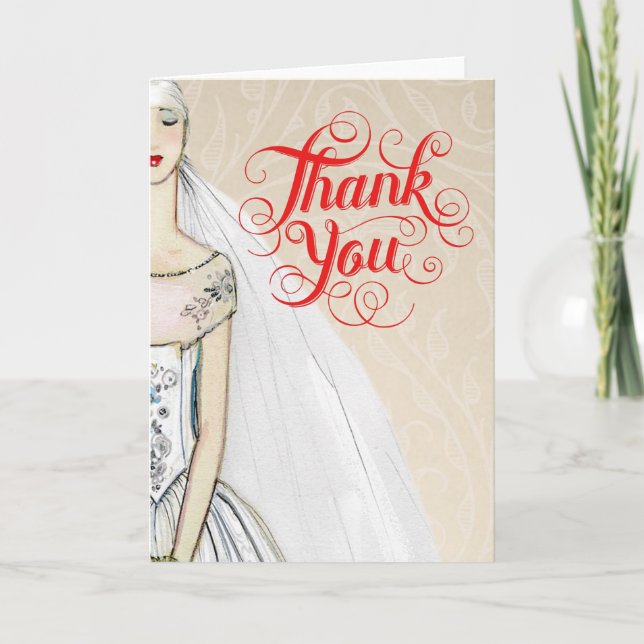Chic Elegant Moderne Hochzeit Danke Karte (Vorderseite)