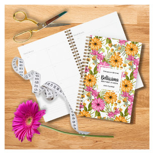 Chic Elegant Moderne Jaune Rose Florale Business