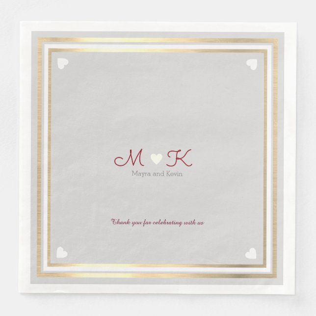 Chic Elegant Monogramm gefeiert Empfang Serviette (Vorderseite)