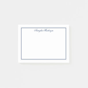 Chic Elegant Navy Blue und White Personalisiert Post-it Klebezettel