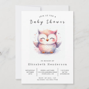Chic Elegant Owl Baby Shower Einladung
