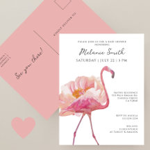 Chic Elegant Pink Flamingo Minimalistisch Baby Dus