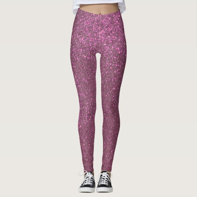 Chic Elegant Plum Lila Funkelnd Glitzer Leggings (Vorderseite)