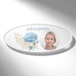 Chic Elegant Powder Blue Hydrangea Wasserfarbe Namenschild
