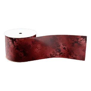 Chic Elegant Red Floral Wedding Ripsband