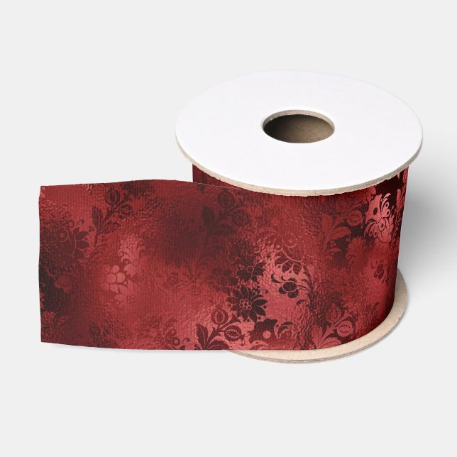 Chic Elegant Red Floral Wedding Ripsband (Spule)