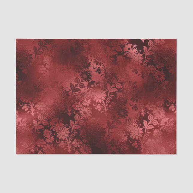 Chic Elegant Red Floral Wedding Seidenpapier (Vorderseite)