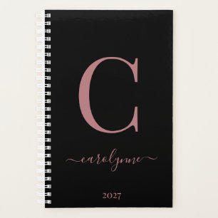 Chic Elegant Rosa Gold Monogram Name Planer