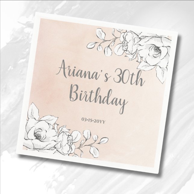 Chic Elegant Rosa Weiße Flora Serviette (Von Creator hochgeladen)