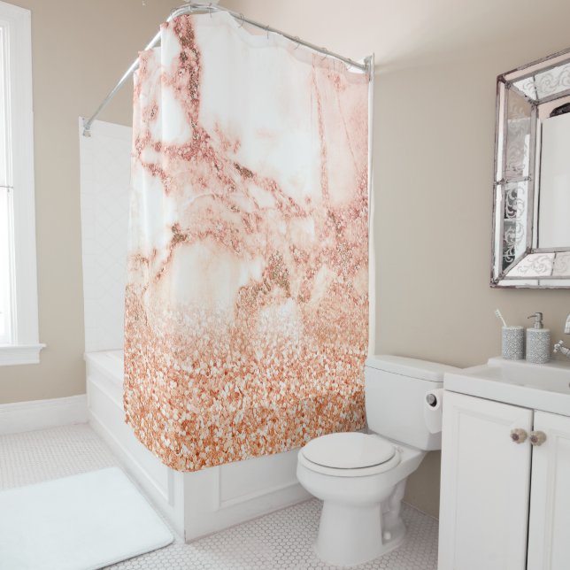 Chic Elegant Rose Gold Ombre Glitzer Marmor Duschvorhang (Beispiel)
