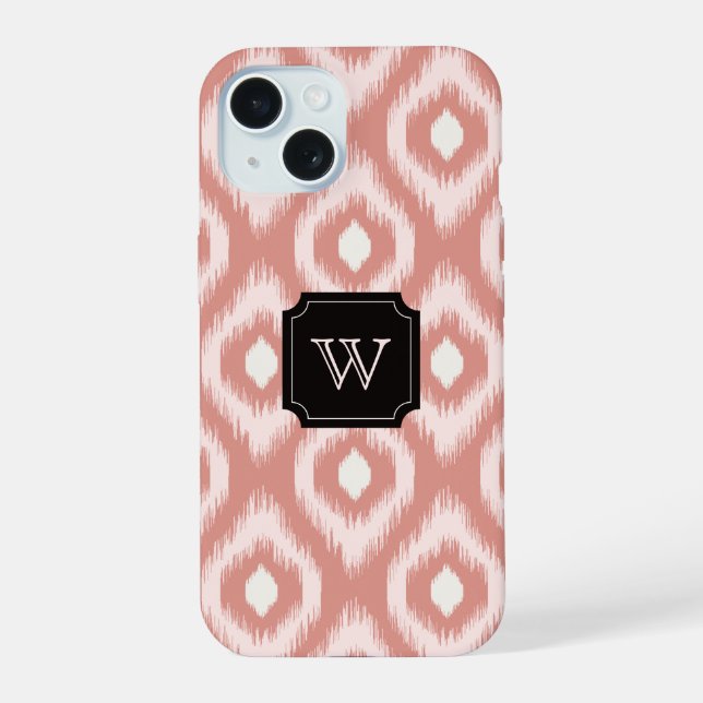 Chic Élégant Rose Ivoire Diamant Ikat Monogramme (Verso)